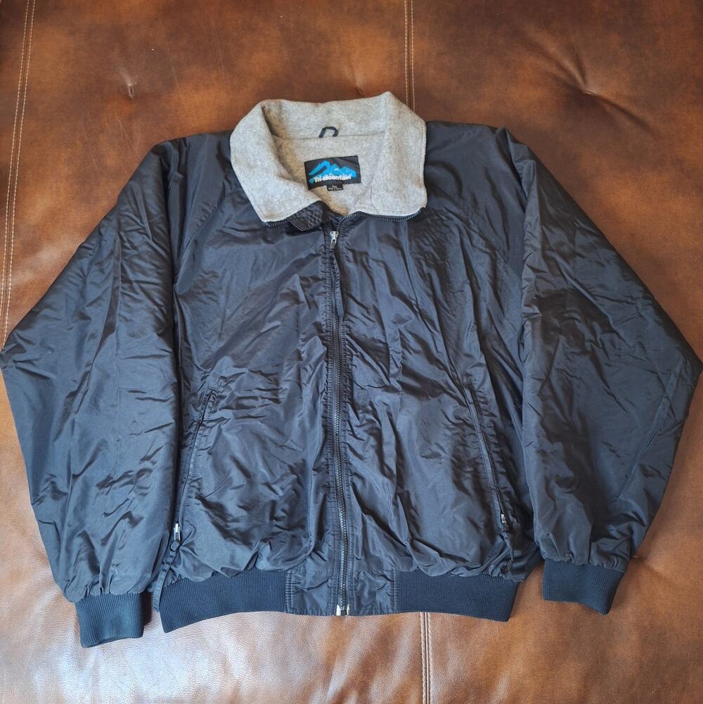 Tri-Mountain Men's 3XL Fleece-Lined Nylon Jacket - Black Workwear Bomber